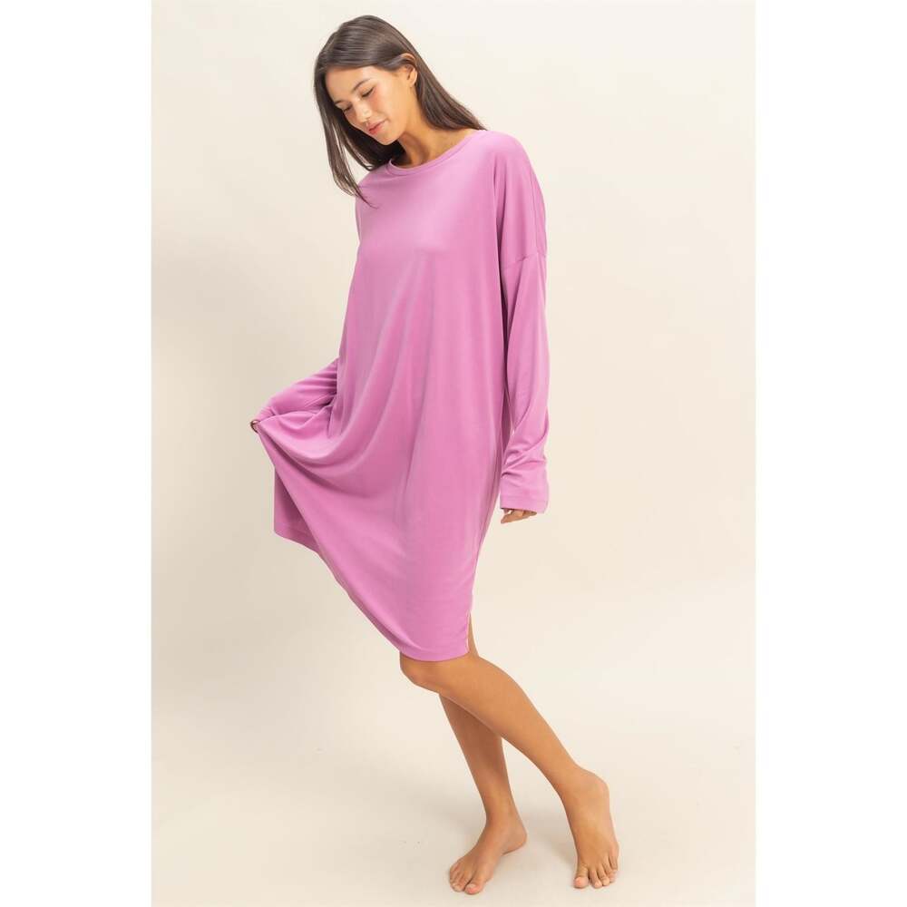 Lavender Petal Pink Long Sleeve Tshirt Dress